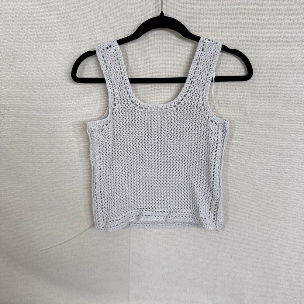 Jessica Simpson Womens Crochet Tank Top Ivory Floral Boho Knit Medium STX210910 - Picture 5 of 6